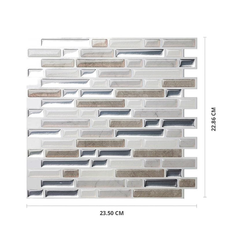 Tic Tac Tiles Peel and Stick Self Adhesive Removable Stick On Kitchen Backsplash Bathroom 3D Wall Tiles in Como Pebble (10 Sheets) - Image 2
